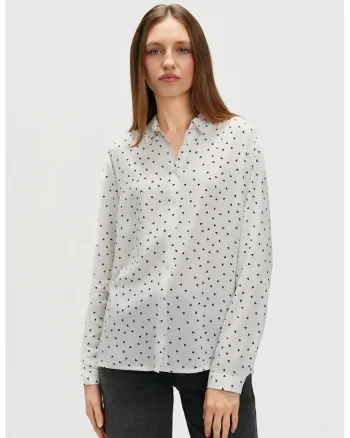 Camasa regular fit cu model, Alb/Negru