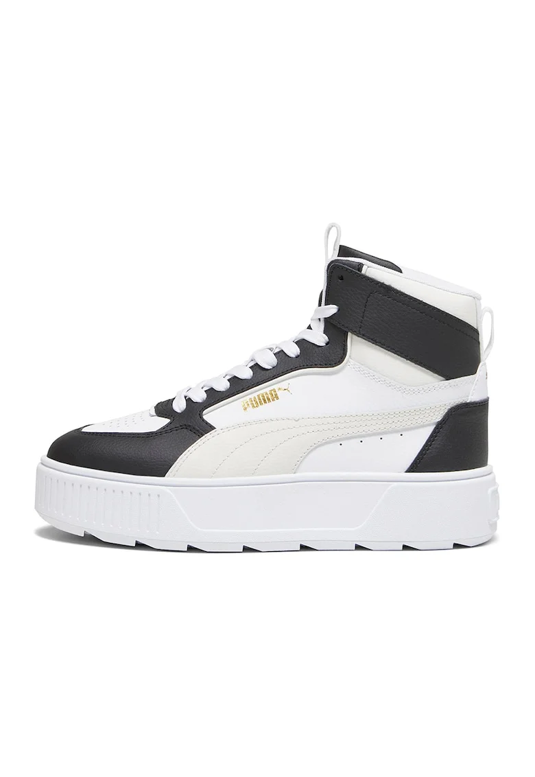 Pantofi sport cu insertii de piele Karmen Rebelle, Alb/Negru/Gri