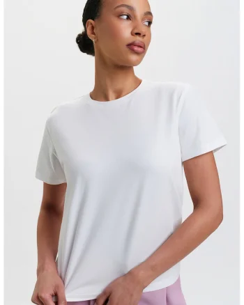 Tricou din anmestec de bumbac cu decolteu la baza gatului