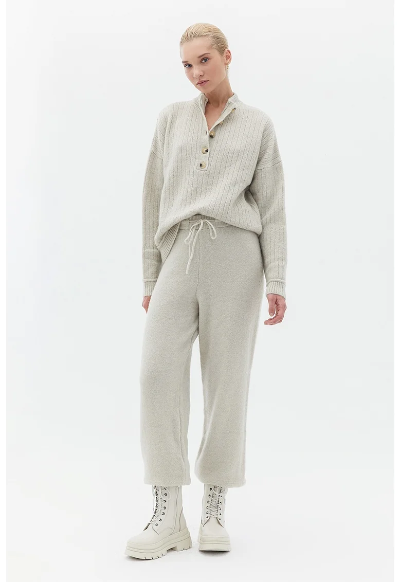 Pantaloni de trening cu snur, Gri melange