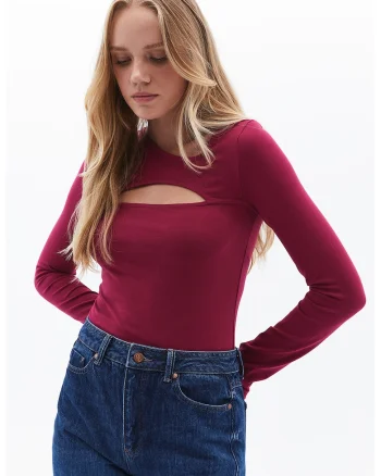 Bluza cu decupaje, Rosu