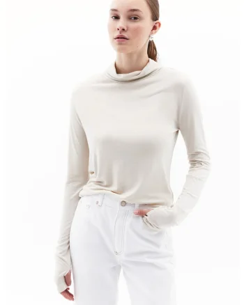 Bluza uni din amestec de lana, Crem