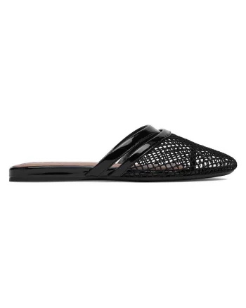 Papuci dama  negru, textil si piele naturala, Negru