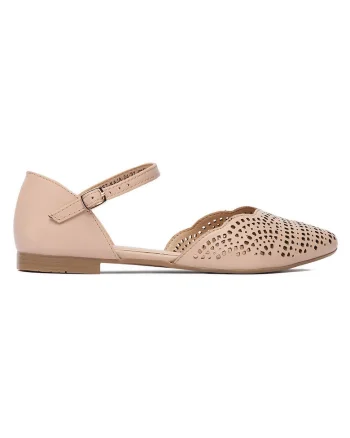 Balerini  dama, piele naturala, Bej