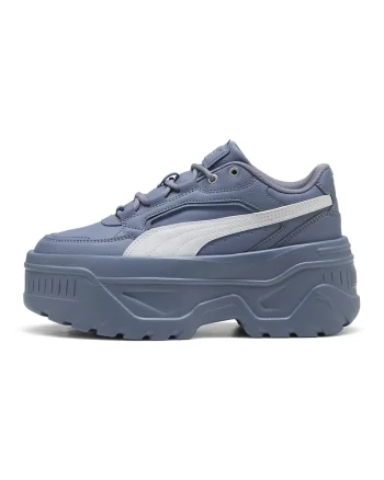 Pantofi sport Karmen X-tra flatform de piele ecologica, Alb/Albastru prafuit