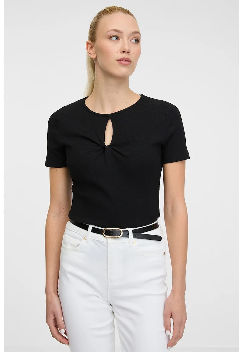 Tricou cu decupaj lacrima, Negru