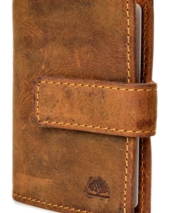 Portofel carduri unisex piele naturala maro antichizat 7 x 10 cm, Vintage,
