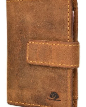 Portofel carduri unisex piele naturala maro antichizat 7 x 10 x 2 cm, Vintage RFID,