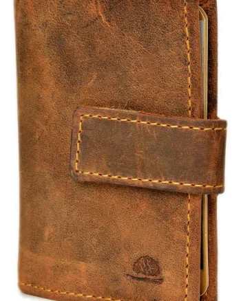 Portofel carduri unisex piele naturala maro 7 x 10 x 1.5 cm, Vintage-RFID,