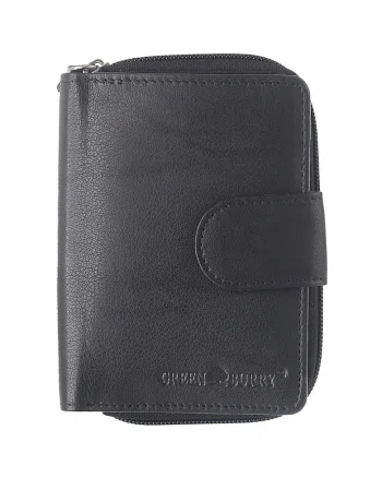 Portofel dama piele naturala 9.5 x 12.5 x 3 cm, Basic,, Negru