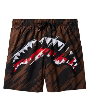 Pantaloni scurti de baie cu imprimeu si snur de ajustare