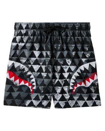 Pantaloni scurti de baie cu snur de ajustare si imprimeu grafic