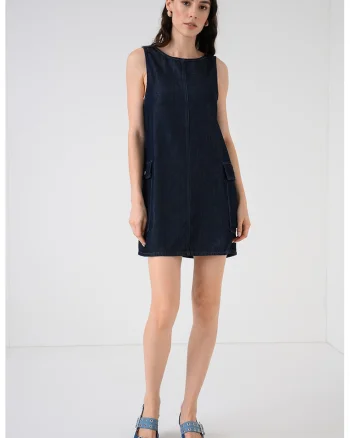 Rochie cargo din denim, Albastru ultramarin