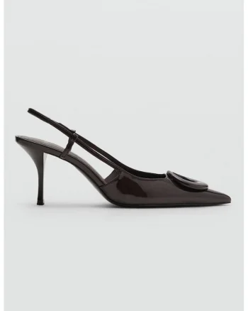 Pantofi slingback din piele ecologica, Maro inchis