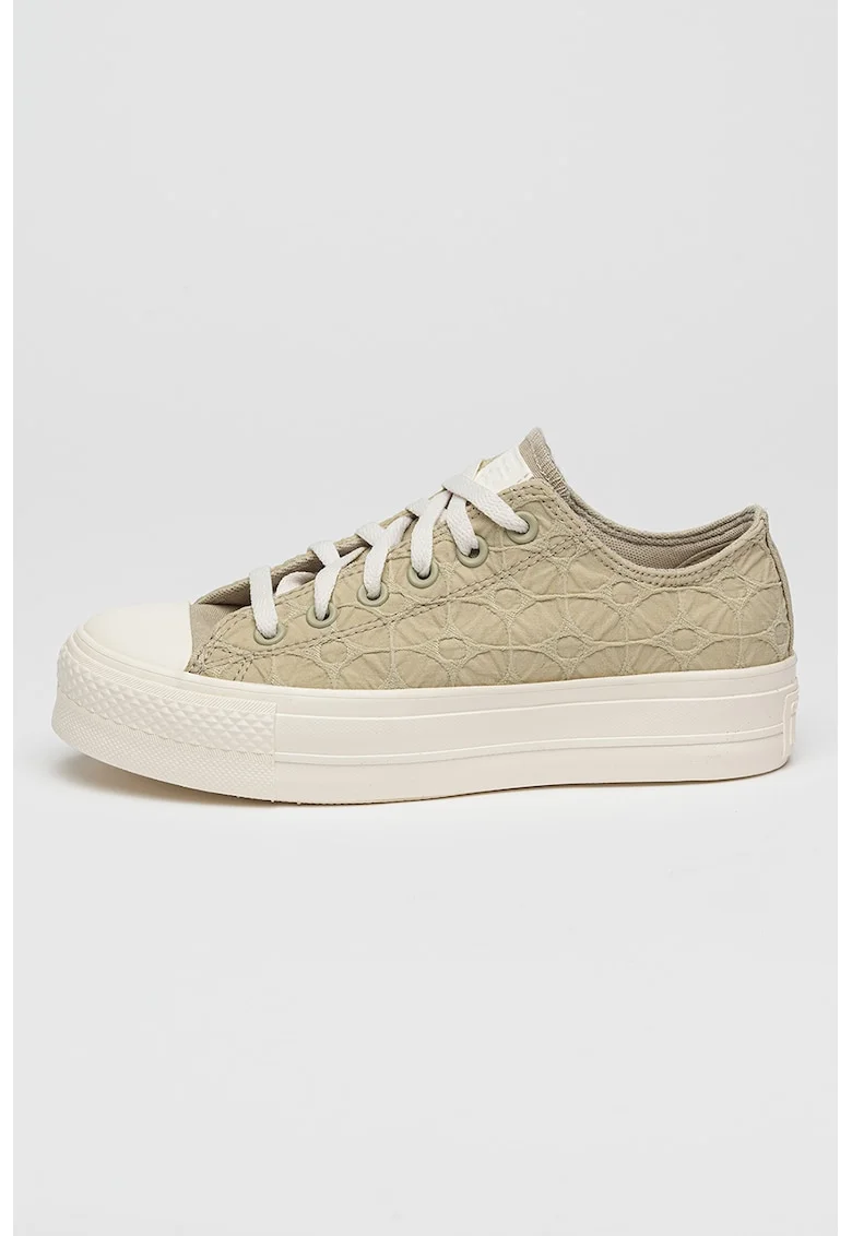 Pantofi sport low-cut cu platforma si model texturat Lift, Maro taupe deschis