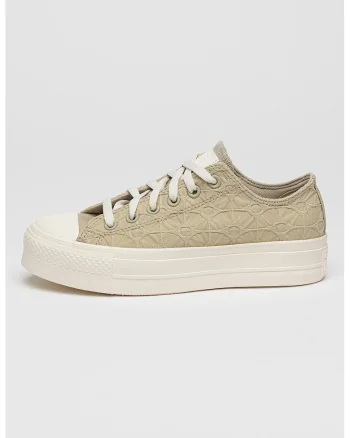 Pantofi sport low-cut cu platforma si model texturat Lift, Maro taupe deschis