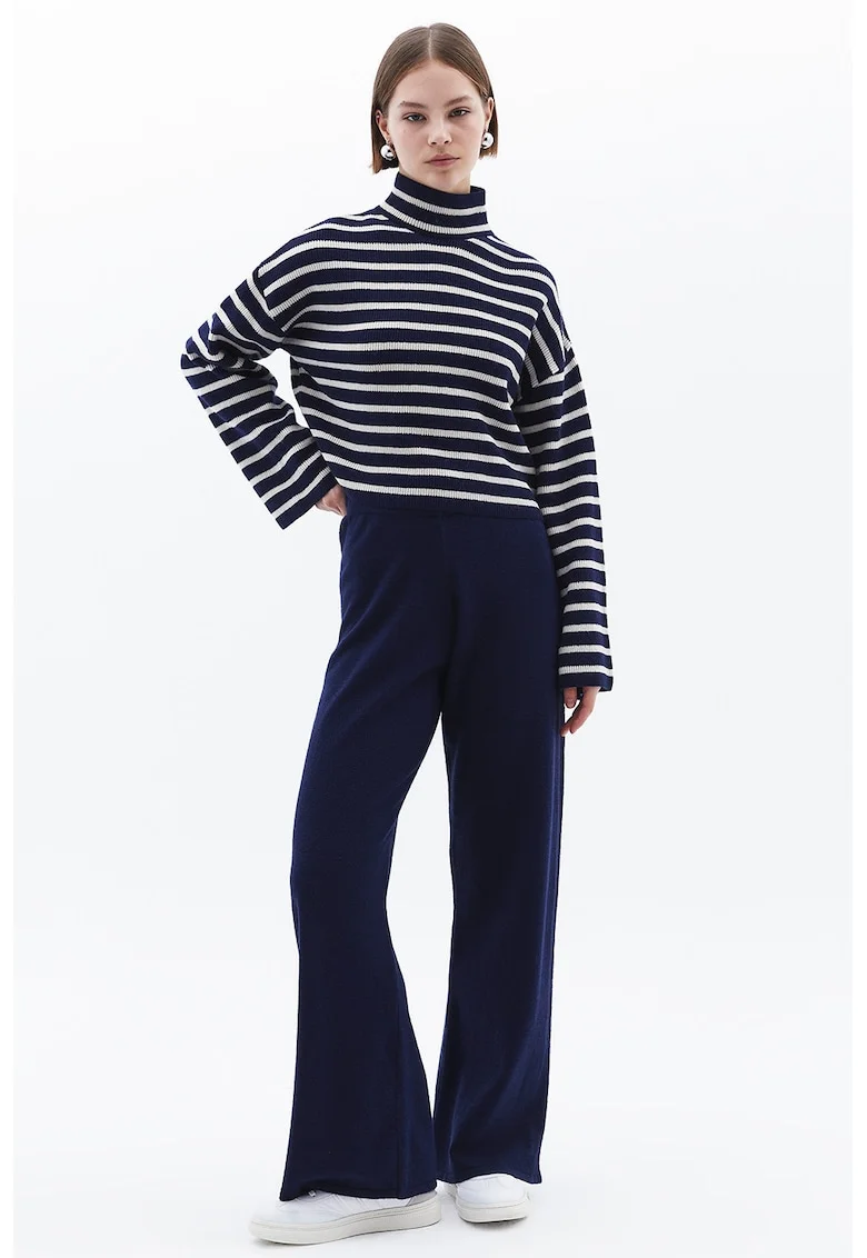 Pantaloni din tricot cu croiala ampla, Bleumarin