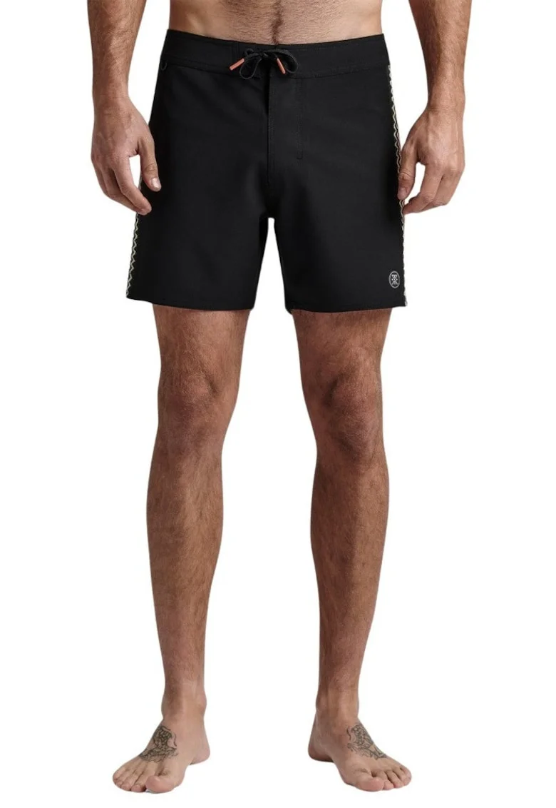 Pantaloni scurti de baie cu snur in talie si benzi in partile lateral e