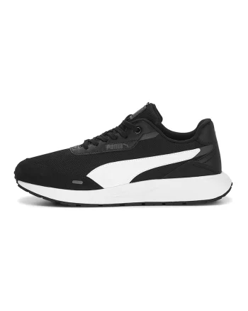 Pantofi sport de piele ecologica si plasa, Runtamed, Alb/Negru