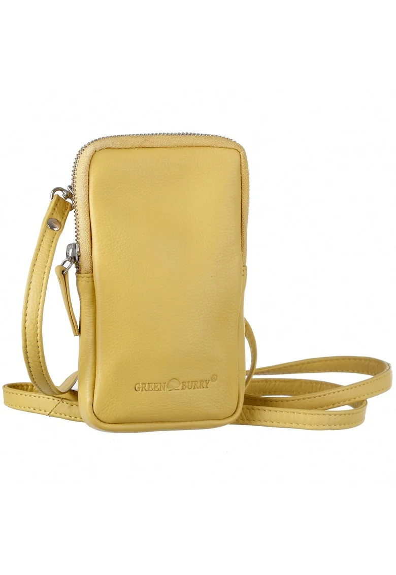 Geanta umar dama piele naturala 11 x 18 x 2.5 cm, Nappa,, Galben