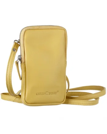 Geanta umar dama piele naturala 11 x 18 x 2.5 cm, Nappa,, Galben