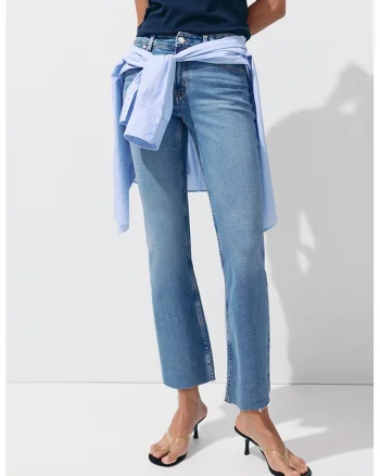 Blugi crop evazati Sienna, Albastru