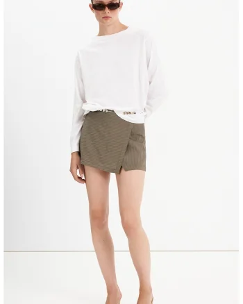 Fusta-pantalon din amestec de lyocell, Bej