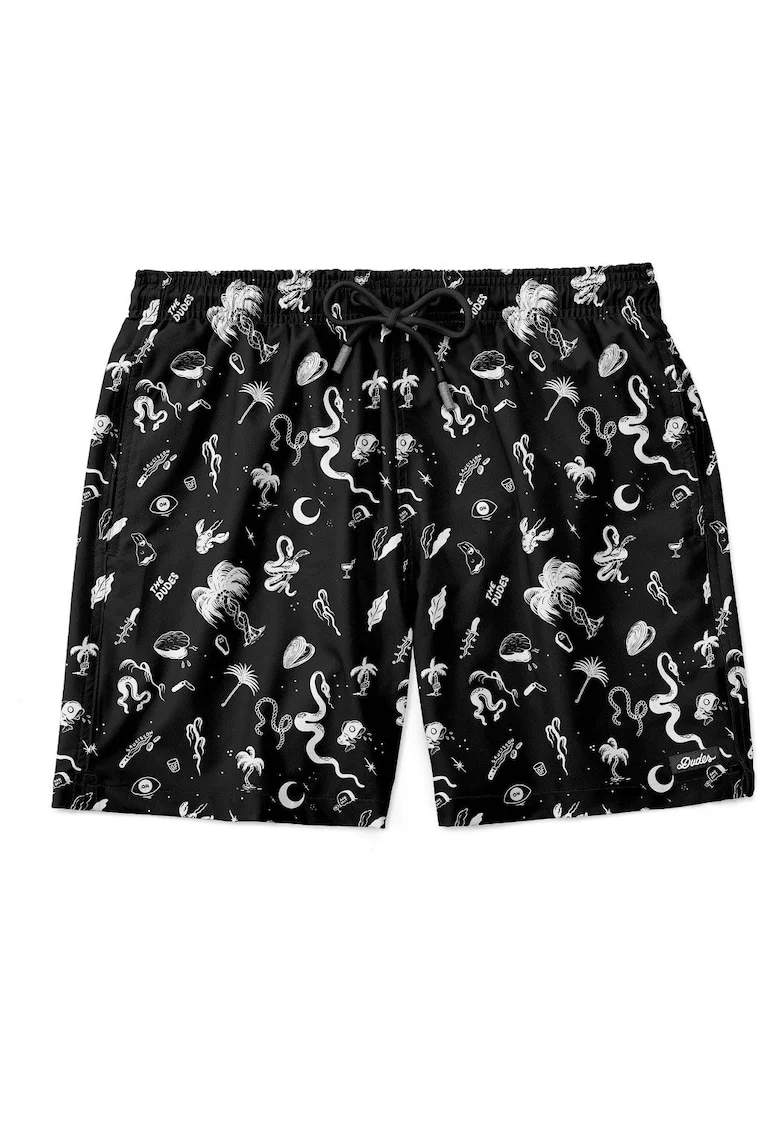 Pantaloni scurti de baie cu imprimeu si buzunare laterale