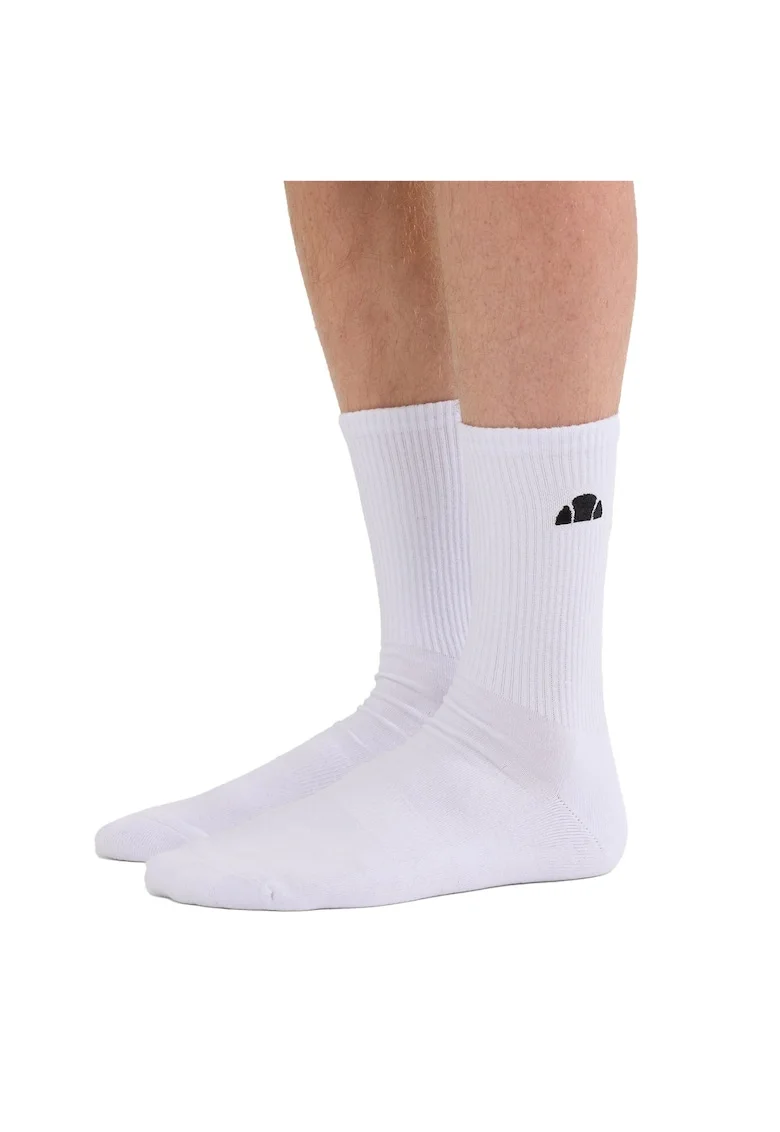 Set de sosete lungi unisex cu terminatie striata - 3 perechi, Alb