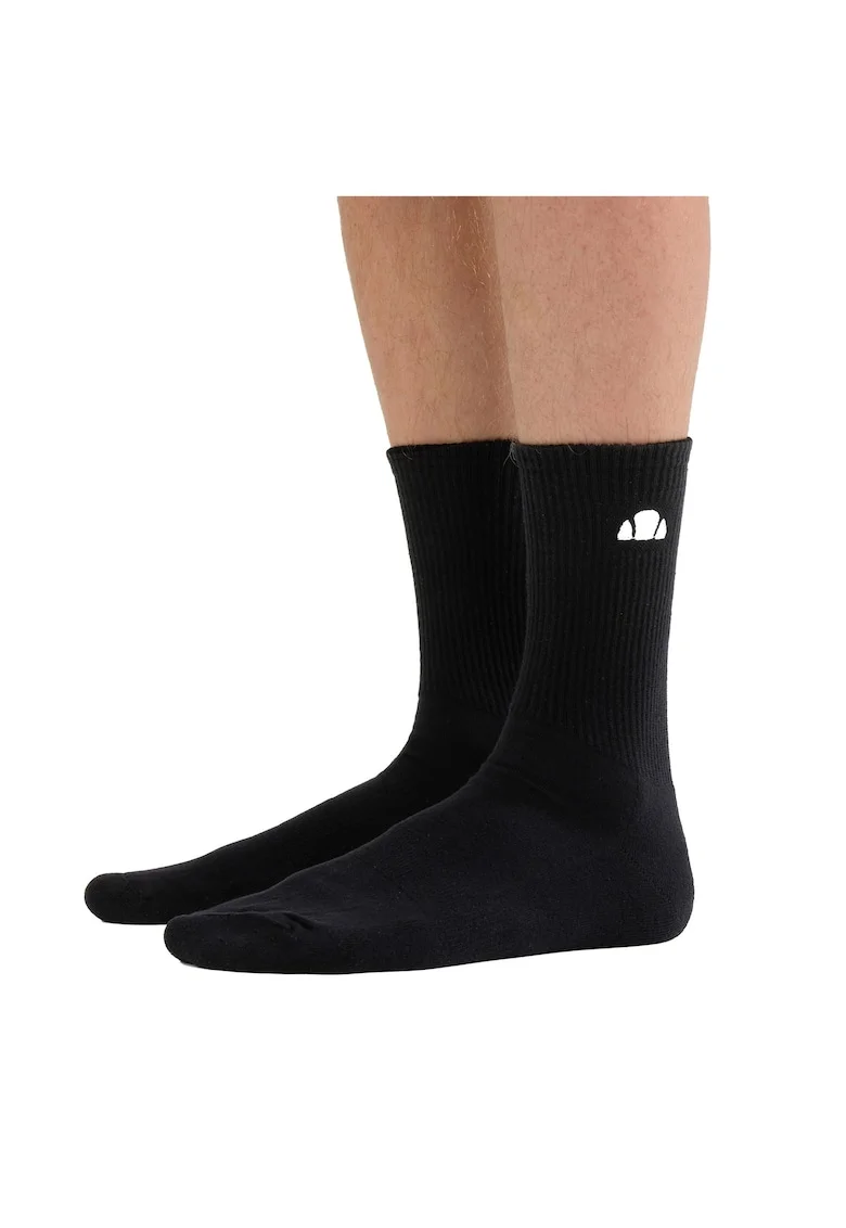 Set de sosete lungi unisex cu terminatie striata - 3 perechi, Negru