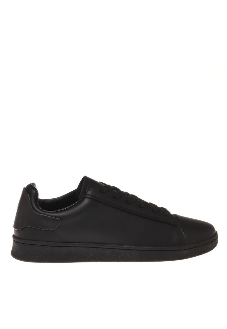 Pantofi sport unisex de piele cu model uni, Negru