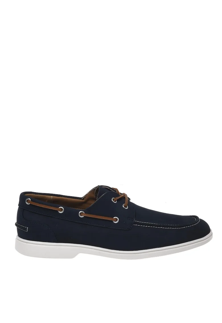 Pantofi boat de piele nabuc, Bleumarin