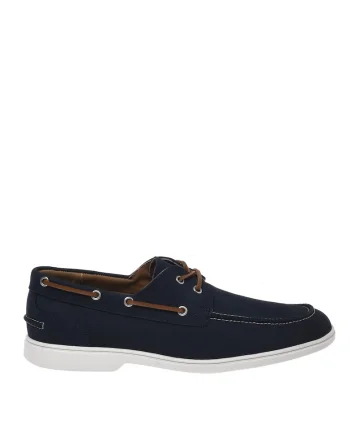 Pantofi boat de piele nabuc, Bleumarin
