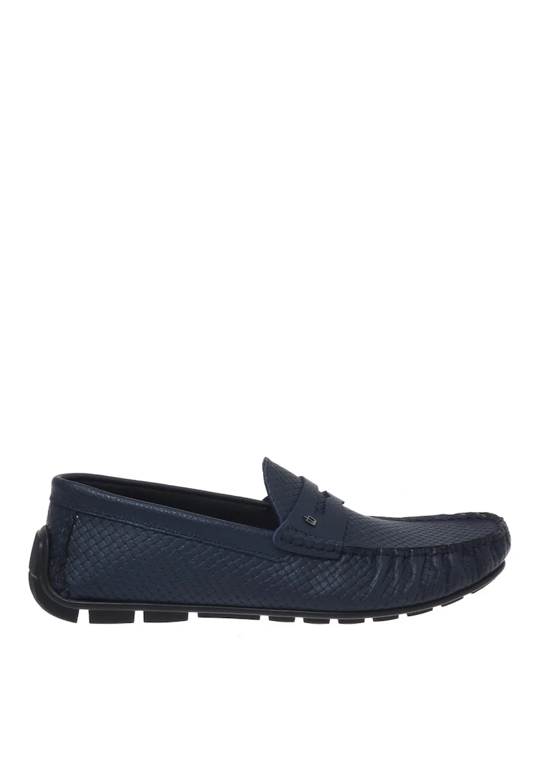 Pantofi loafer texturati de piele, Albastru