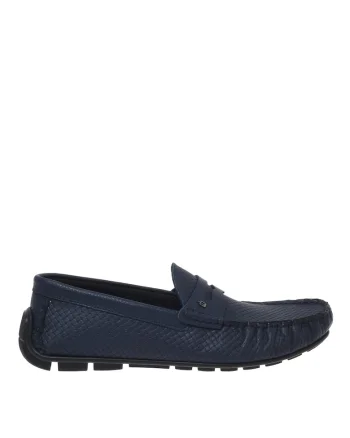 Pantofi loafer texturati de piele, Albastru