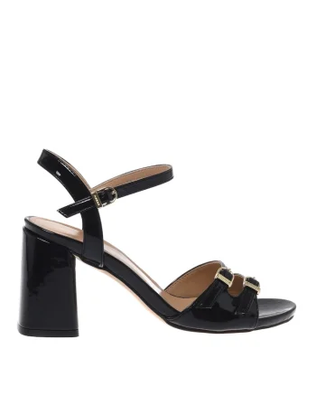 Sandale de piele cu toc inalt, Negru