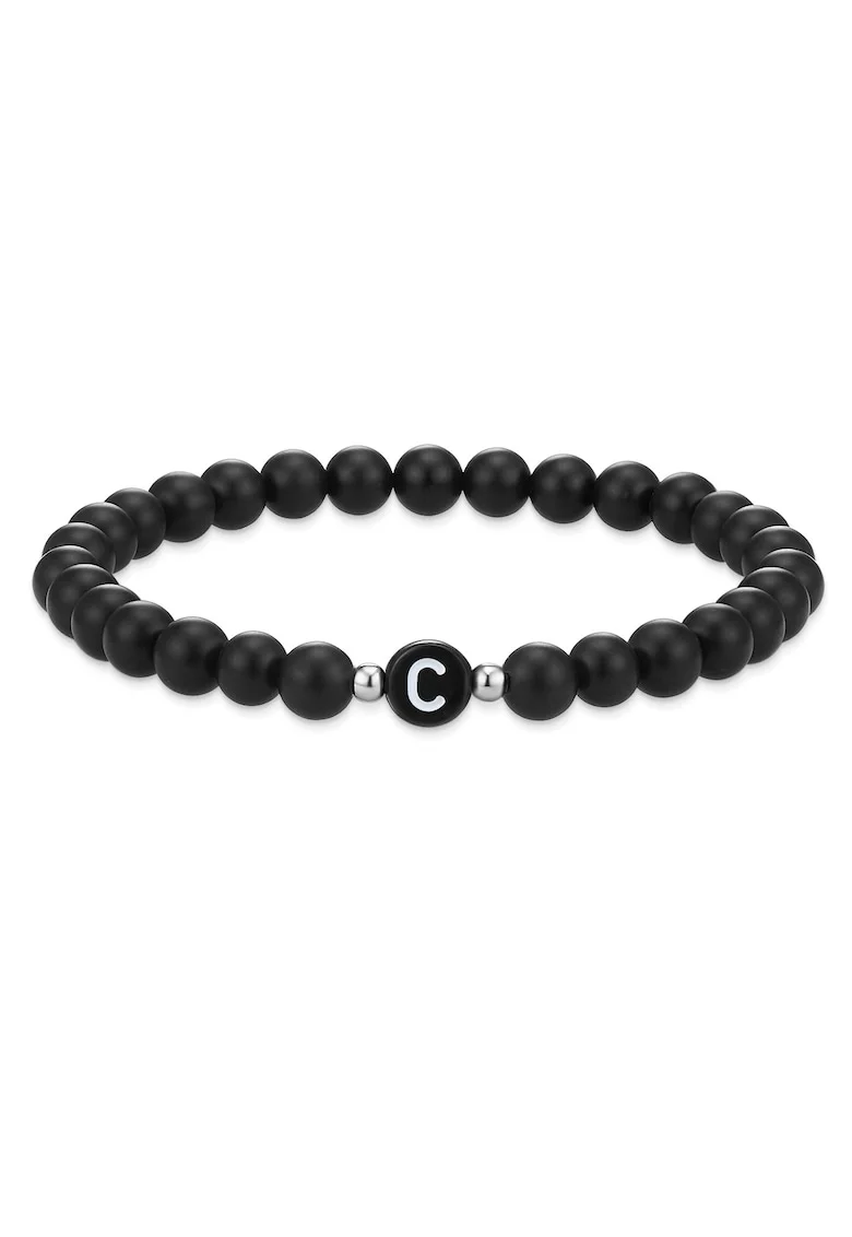 Bratara unisex cu margele de agat, Negru