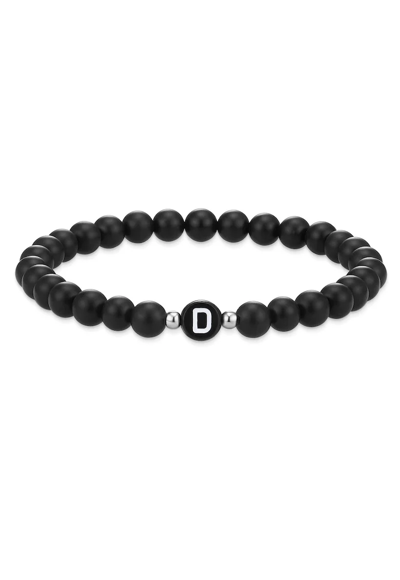 Bratara unisex cu margele de agat, Negru