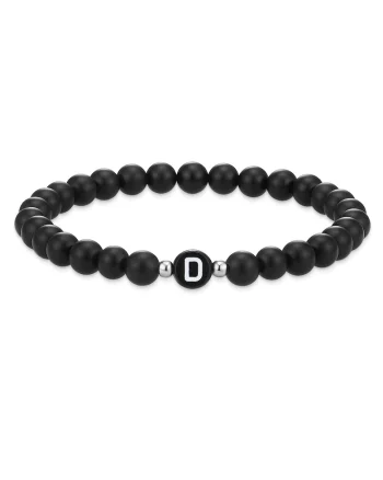 Bratara unisex cu margele de agat, Negru