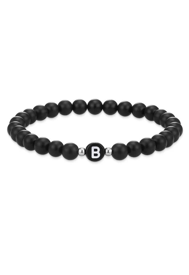 Bratara unisex cu margele de agat, Negru