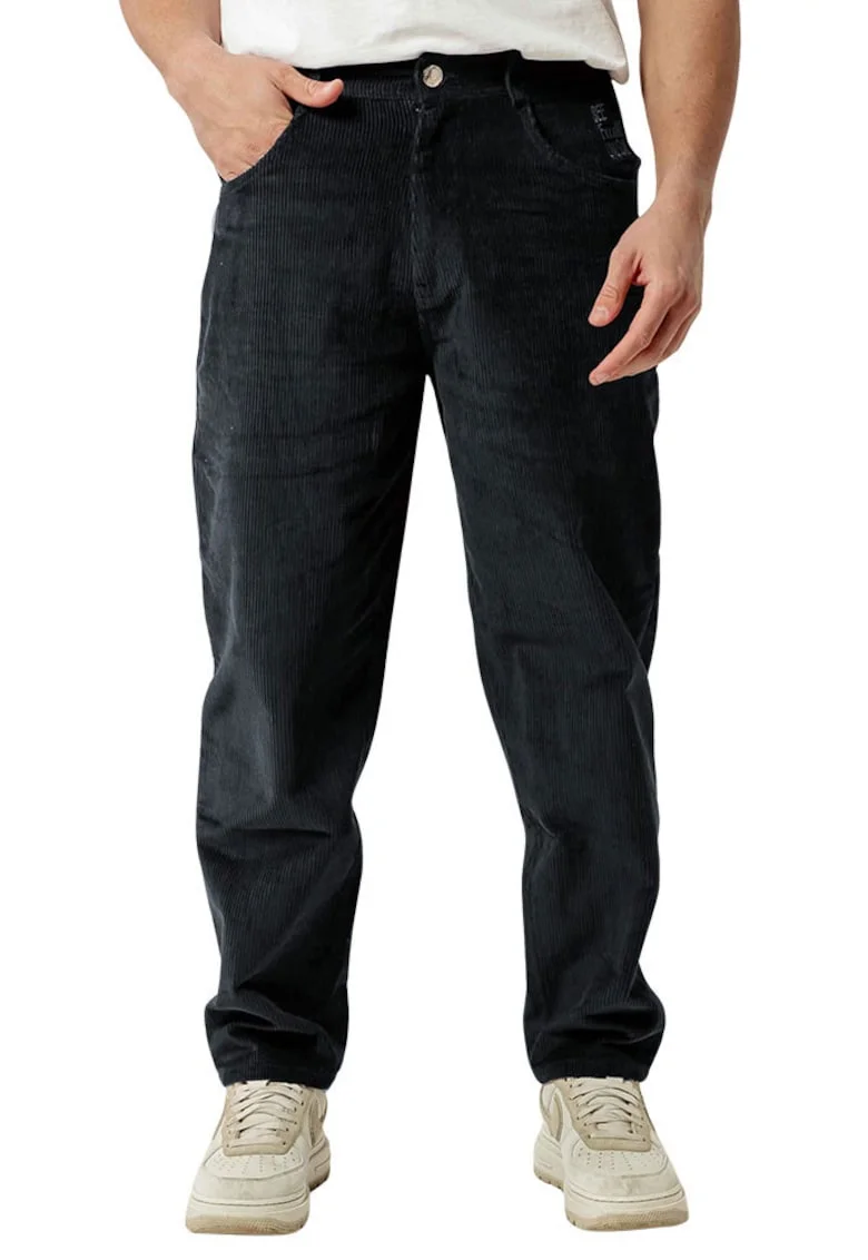 Blugi relaxed fit cu aspect de catifea