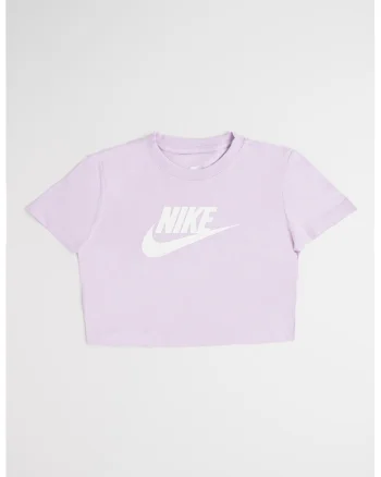 Tricou crop cu decolteu la baza gatului, Violet prafuit