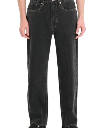 Pantaloni relaxed fit cu model uni si 5 buzunare
