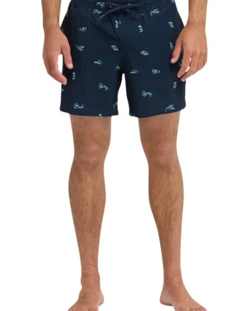Pantaloni scurti de baie cu snururi si model abstract