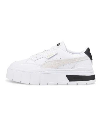 Pantofi sport de piele cu garnituri de piele intoarsa Mayze Stack, Negru/Gri deschis/Alb optic