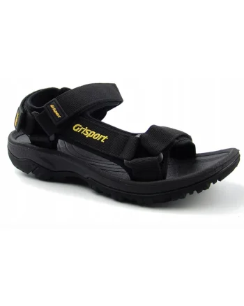 Sandale barbatesti  model GR-25-34-9020M, cu 3 inchideri velcro, negre, materiale sintetice