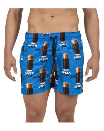 Pantaloni scurti de baie cu imprimeu grafic Greek Fuel
