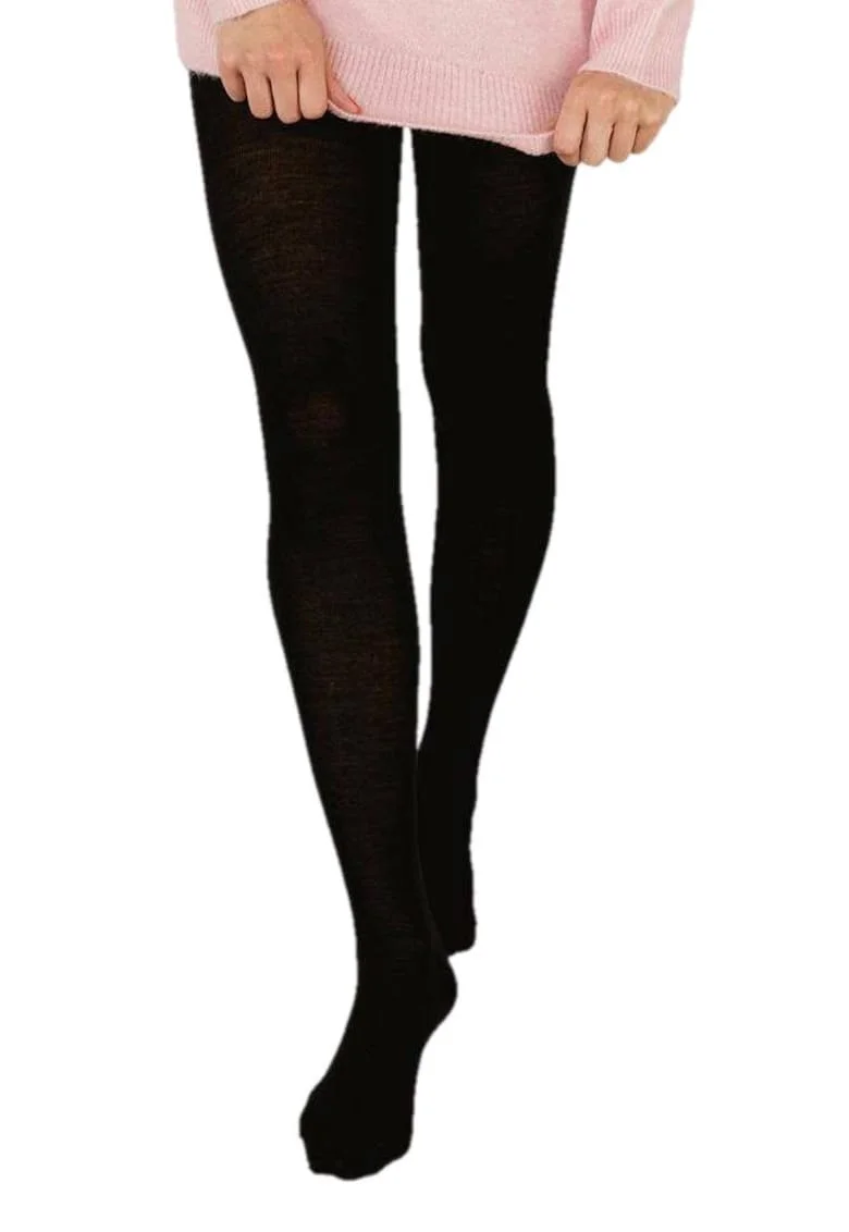 Colanti dama,  Lana/Poliamida/Elastan, Negru,