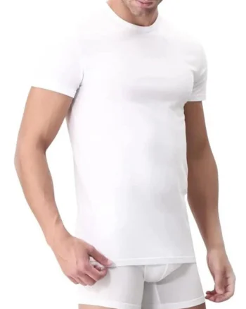 Tricou barbati mulat pe corp decolteu rotund  AU302 0001, Alb