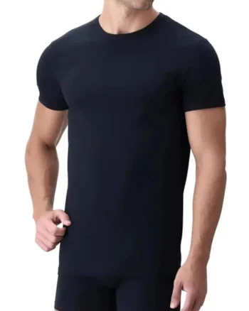 Tricou barbati mulat pe corp decolteu rotund  AU302 0001, Negru